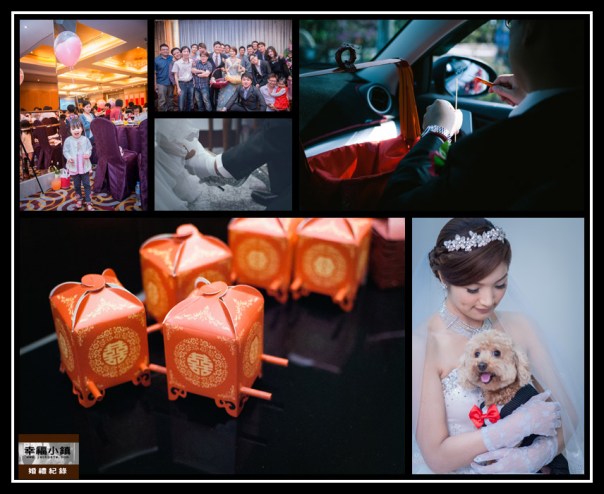 左上:小妹妹好開心,被小呂拍照嚇到 | 左下:聽新娘的哥哥,這一些是新人一個一個親手折的 | 右下:毛小孩 你在拍我嗎?