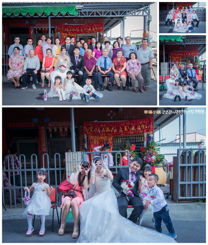 在新郎家門前拍大合照