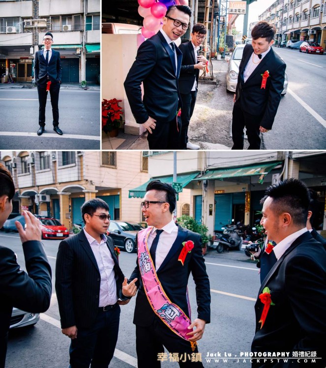 相當的活潑有創意的伴郎, 說這樣就變菜花