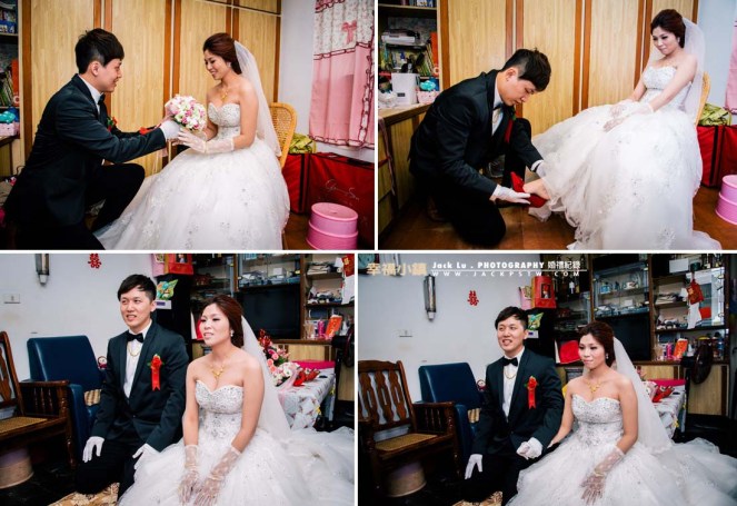 新郎幫新娘穿鞋,拜別父母