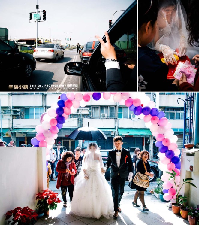新郎趁紅綠燈時下車用手機拍一張整個車隊的照片