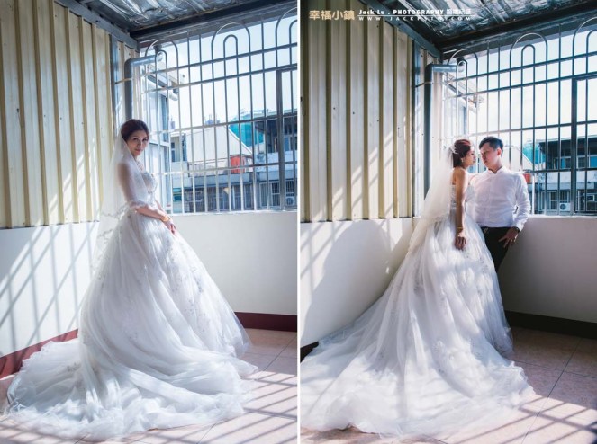 新人在自家陽台拍照