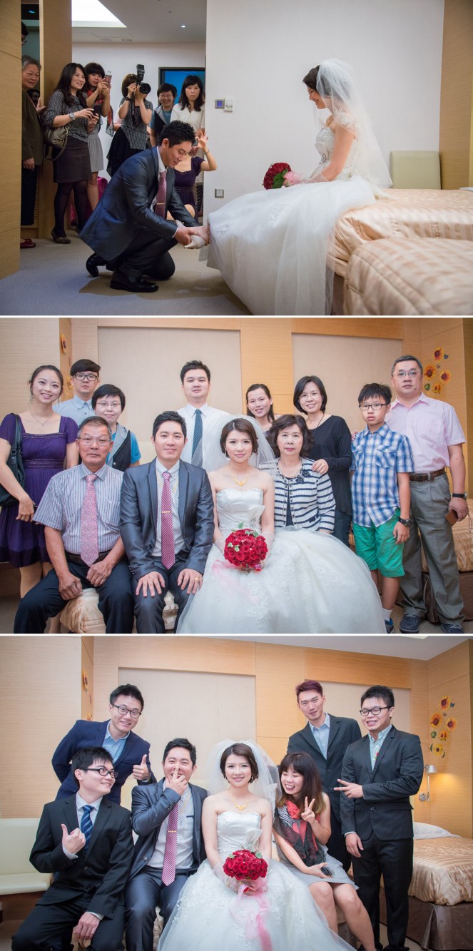 幫新娘穿鞋, 與家人拍合照