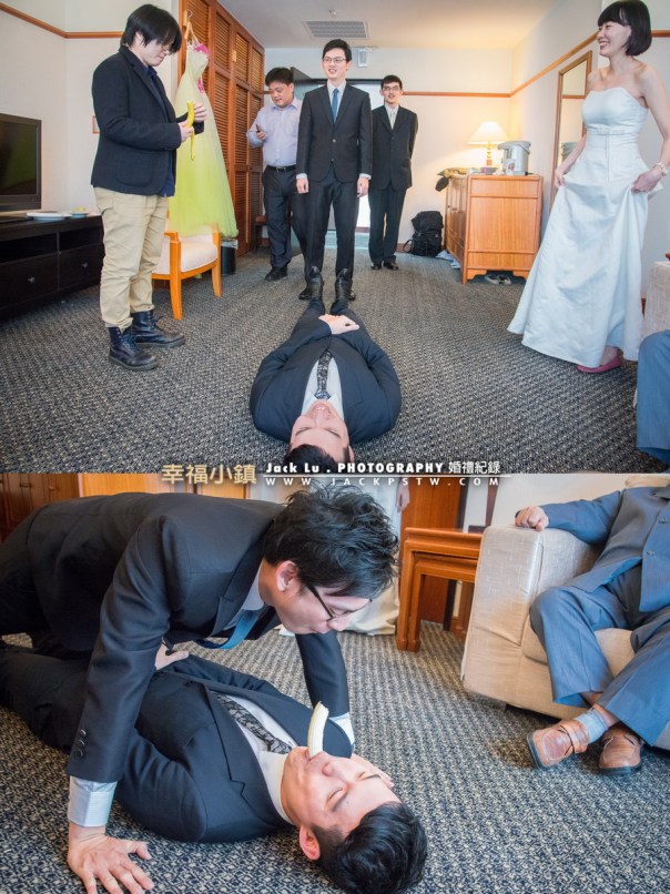 [ 闖關關卡 ]新郎以伏地挺身方式把伴郎嘴上的香蕉吃完