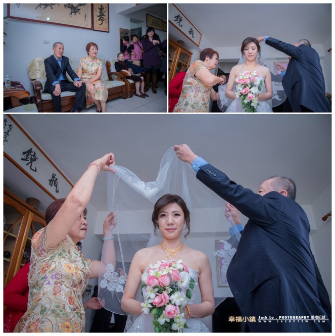 父母準備幫新娘子蓋頭紗