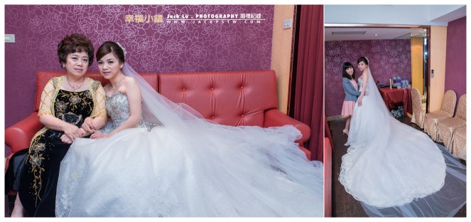 新娘化妝室:新娘白紗攤開