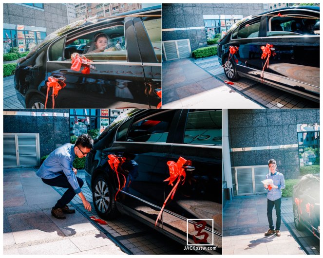 新娘準備丟扇子,準備要丟時車窗突然關起來,新娘弟弟把扇子打開 新娘準備丟扇子,準備要丟時車窗突然關起來,新娘弟弟把扇子打開