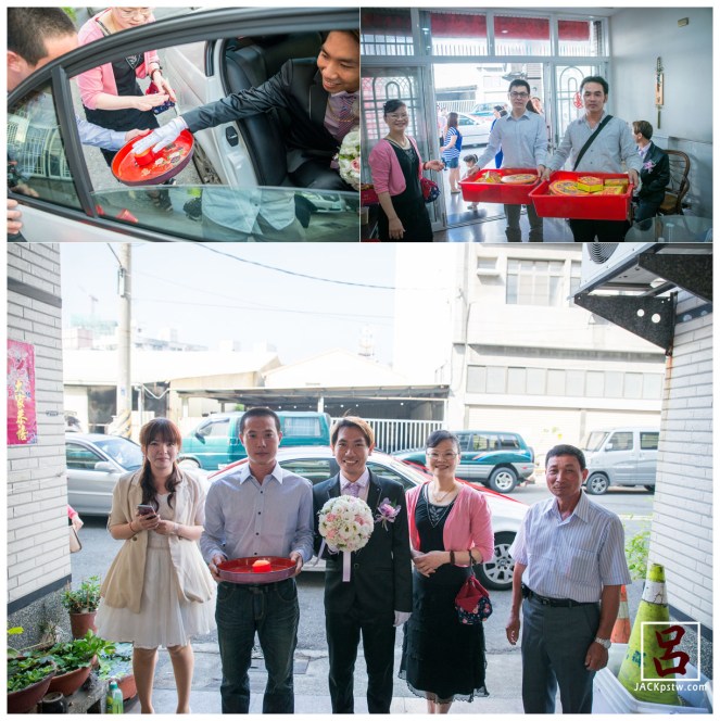 新郎下禮車摸橘子,男方的禮品