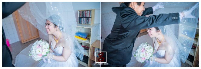 新郎掀開新娘頭紗