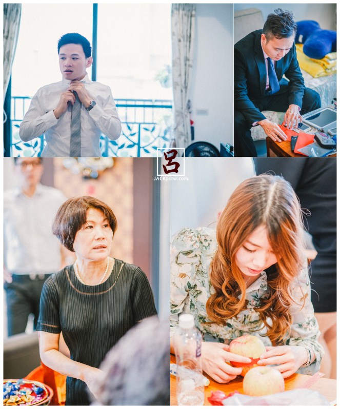 特別從日本回的朋友,伴郎在寫紅包,媒婆,親友在剪紅紙貼在蘋果