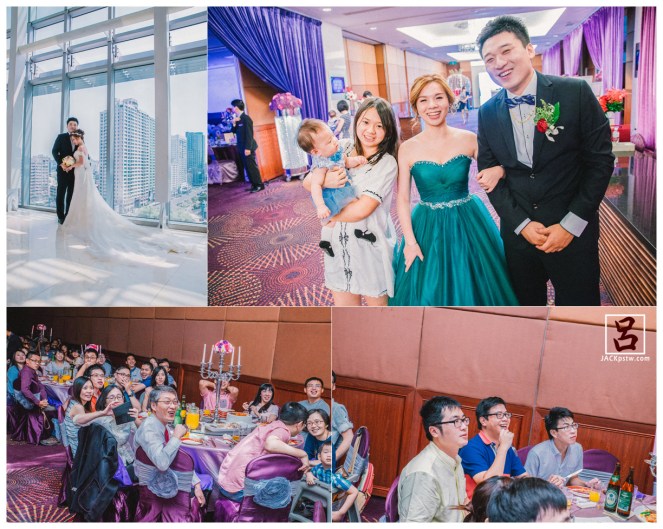 新郎新娘笑的好開心，有夫婦臉歐，賓客看到他們自制的影片超開心