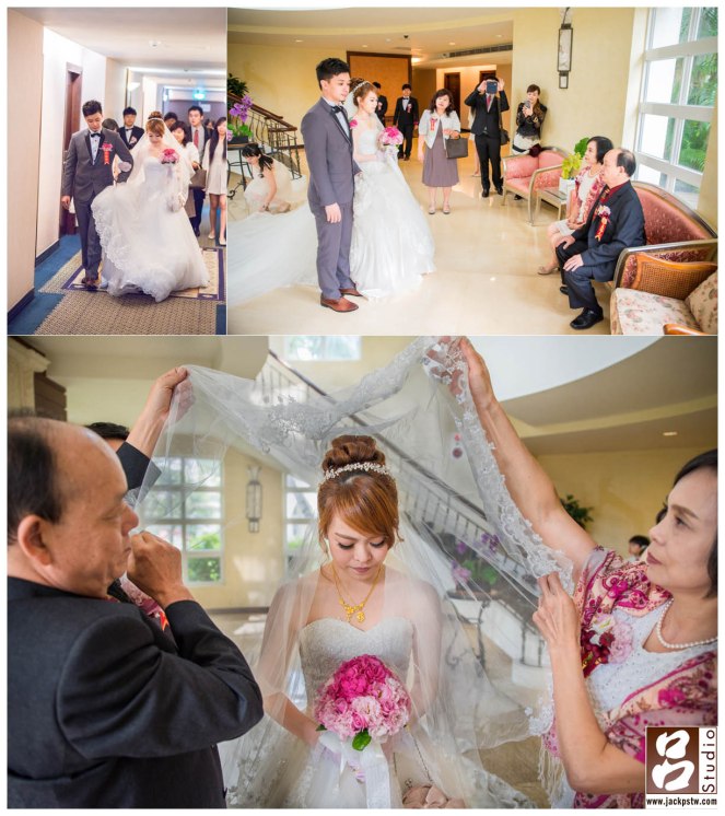 進行拜別儀式和蓋頭紗