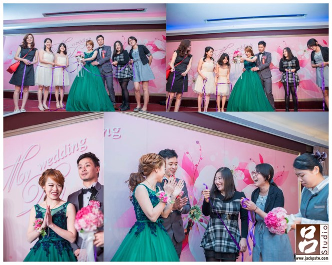 抽捧花,結束線斷了,新娘嚇一跳