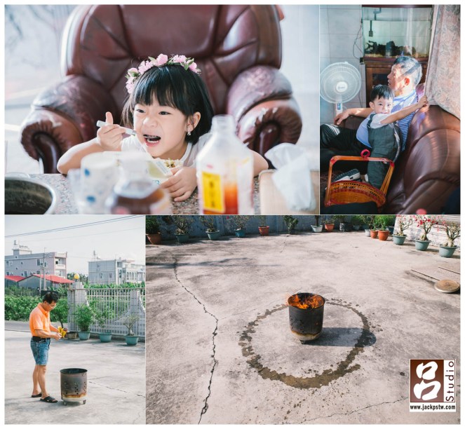 活潑的小朋友，川島小鳥拍的未来ちゃん的小女孩，父親燒金紙