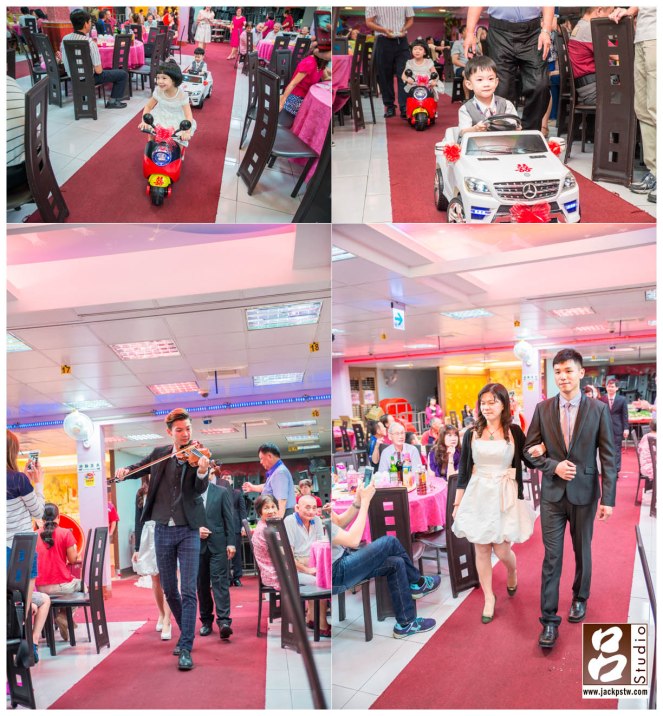 花童開的小車、奏樂、男女賓相進場