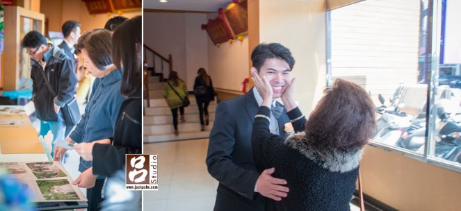 婚攝,Taiwan wedding,婚禮紀錄,婚禮攝影 前來親友看到新郎官已經長那大,摸摸他的臉頰