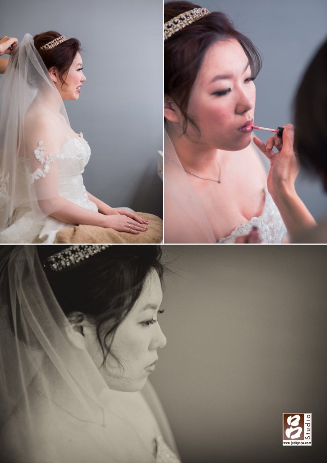 新娘莉珊在蕾絲洋房化妝畫面