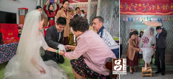 出家門,在這邊你可能想怎麼會是新郎拿米篩,這也是婚禮紀錄的趣味所在.