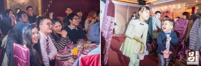 台北婚禮,北部婚攝,花童開心畫面 當天賓客看到他們求婚影片的表情