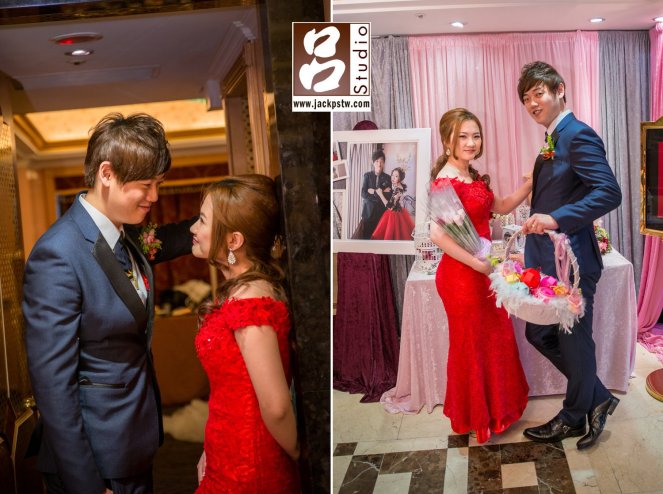 二次進場,大紅色的禮服 二次進場新娘換上大紅色的禮服,趁空檔拍一些他們自己的照片