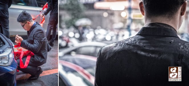 伴郎衣物 伴郎衣物都溼一半了