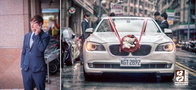 帥氣新郎 帥氣新郎在講電話溝通流程,今天新娘禮車