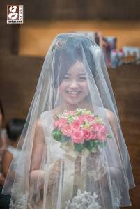 蓋上白紗甜美的新娘