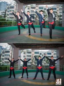 穿的紅內褲擺出pose