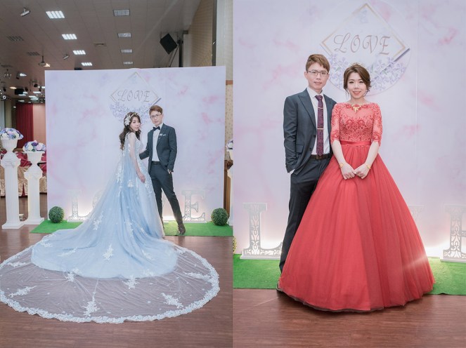 文定禮服 水藍與大紅