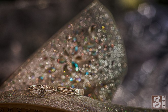 婚戒和婚鞋 微距拍攝